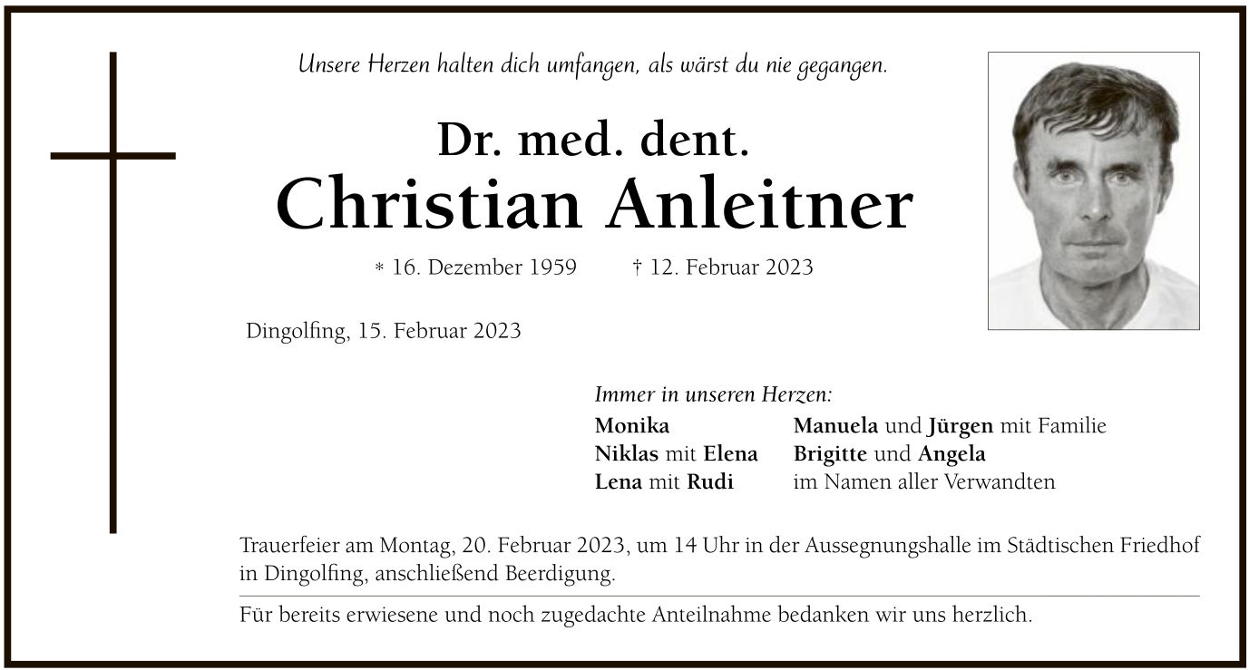 Todesanzeige Christian Anleitner